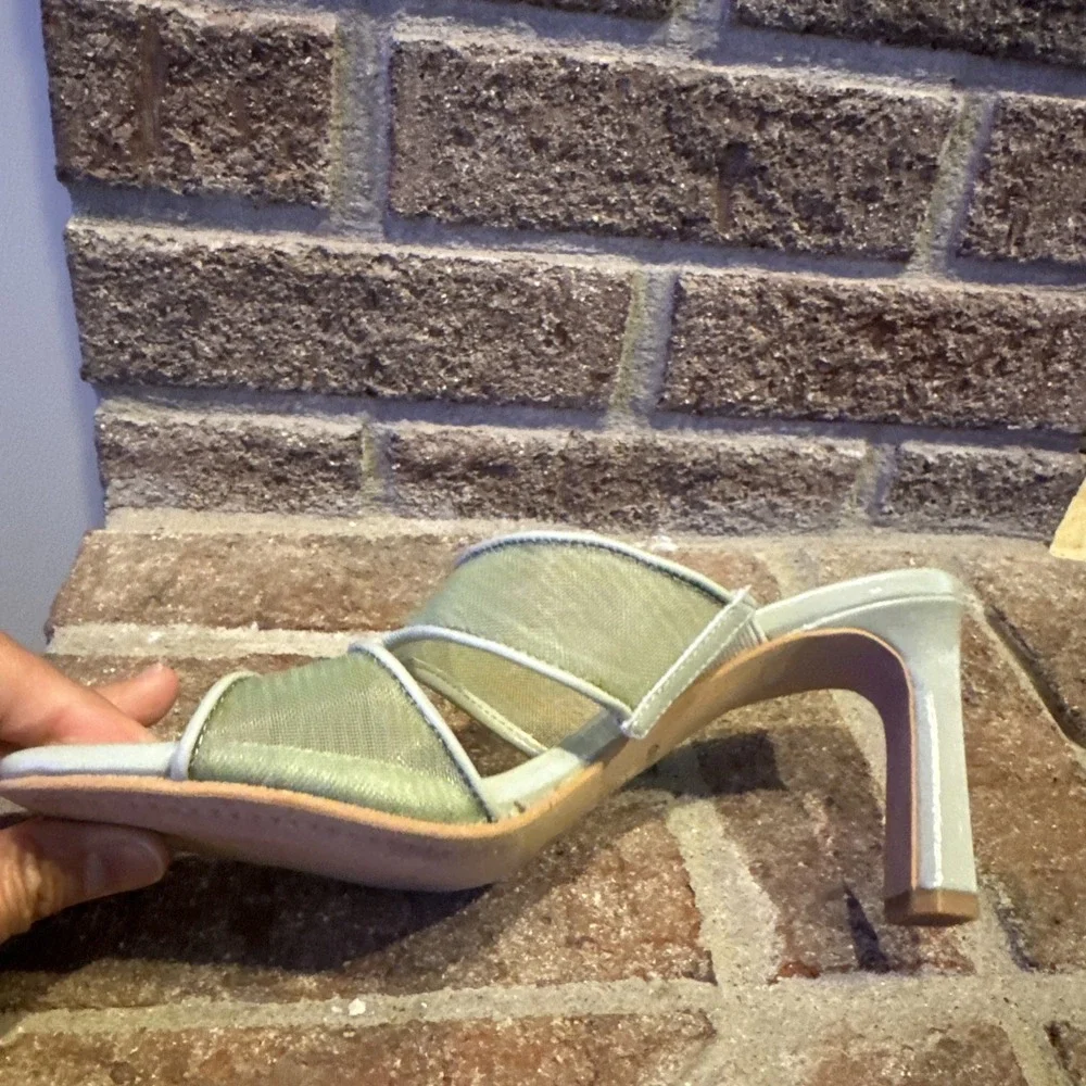 Dolce Vita Womens Sandals Green Mesh Open-Toe Slide Square Toe Size 6 #498